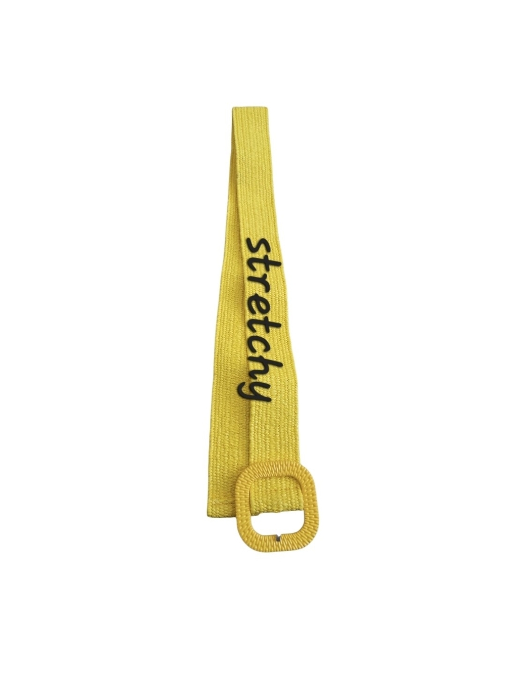 4/$15 Bright Yellow Woven Stretchy Belt with Matching Buckle 29" - Picture 6 of 6